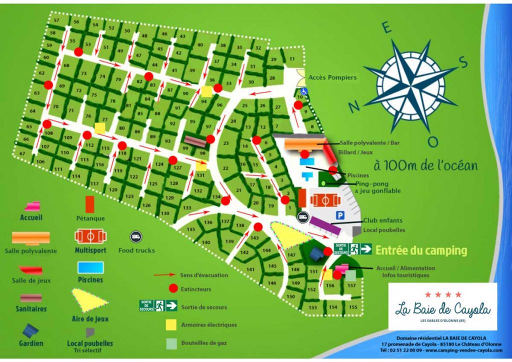 plan des campingplatzes Cayola in der vendée